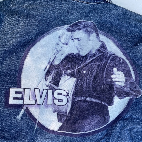 Vintage Men’s extra large denim trucker jacket with ELVIS on back - Picture 1 of 3